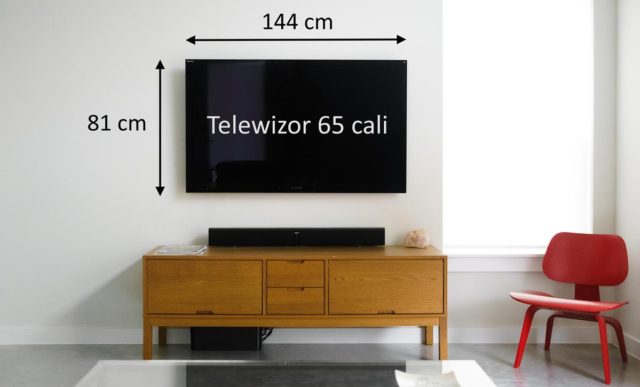 Telewizor 65 cali wymiary ekranu