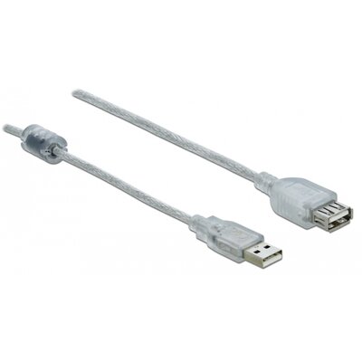 Delock Przedłużacz USB AM-AF USB 2.0 1.5m ferryt przezroczysty