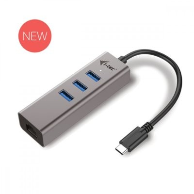 i-Tec USB-C Metal 3-portowy HUB z adapterem Gigabit Ethernet C31METALG3HUB