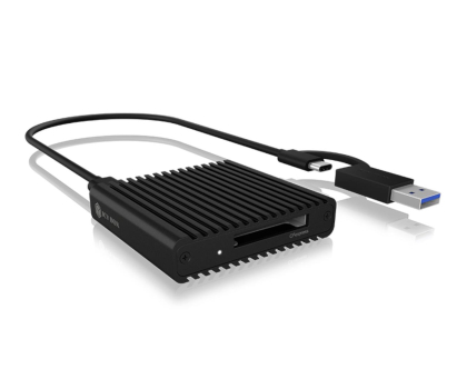 ICY Box CFexpress czytnik kart typu B z USB 3.2 (Gen 2), 10 Gbit/s, czytnik, USB-C i USB-A, aluminium, czarny, Android/Windows/Mac OS 60929