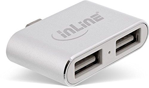 InLine 33291i Mini USB 2.0 Hub, USB C wtyczka do gniazda 2 X USB A Srebrny 33291I