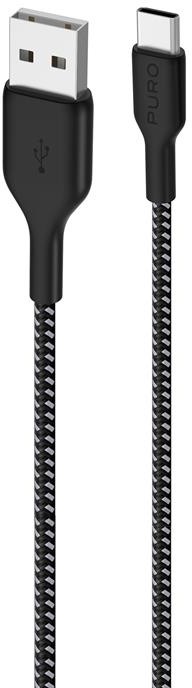 PURO PURO Fabric Ultra Strong Kabel w oplocie heavy duty USB-A / USB-C 1,2m (czarny) CUSBCFABK3BLK