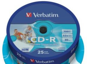 Verbatim CD-R 52x 700MB (cake 25) WIDE PRINTABLE 43439
