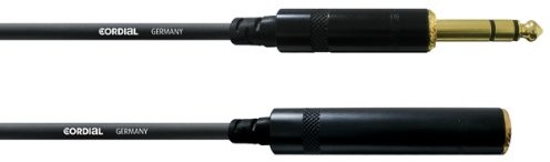 Cordial CFM 10 VK Sym kabel przedłużający mini jack, wtyk 6,3 mm stereo złoty/gniazdo 6,3mm stereo złoty, długość 10 m CFM 10 VK